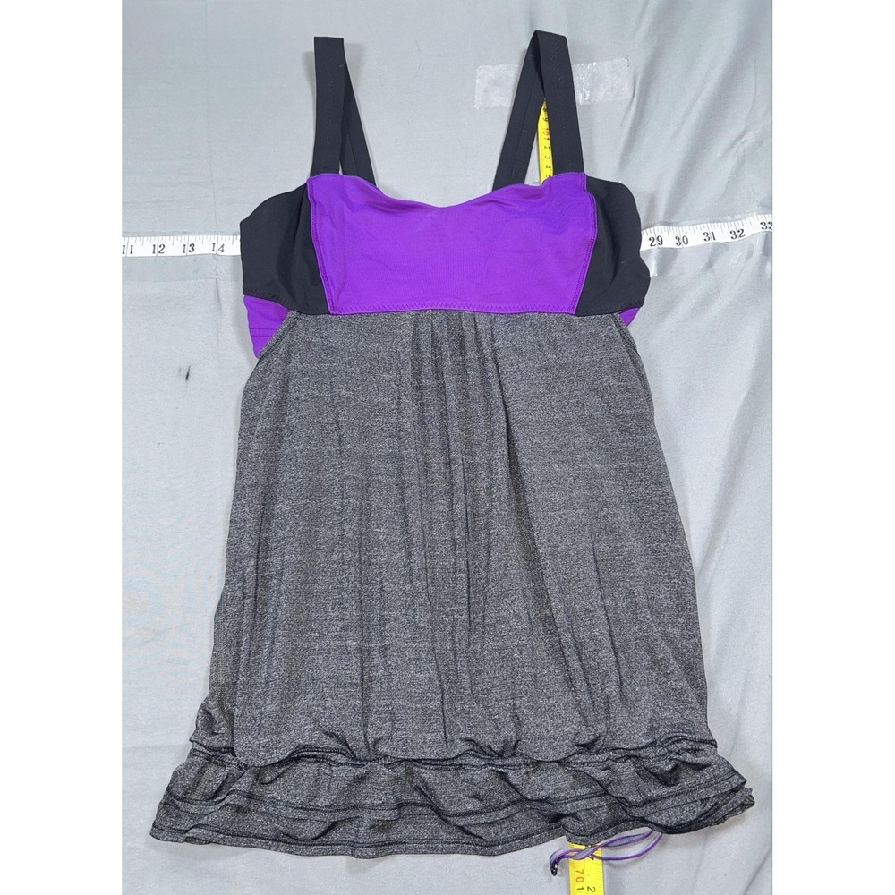 Lululemon Tank Top Womens 8 Purple Gray Built In Bra Strappy Yoga Gym Running